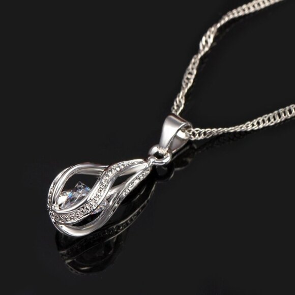 925 Sterling Silver Earrings And Necklace Set Drop Cute Top Trendy Jewelry - Picture 6 of 7